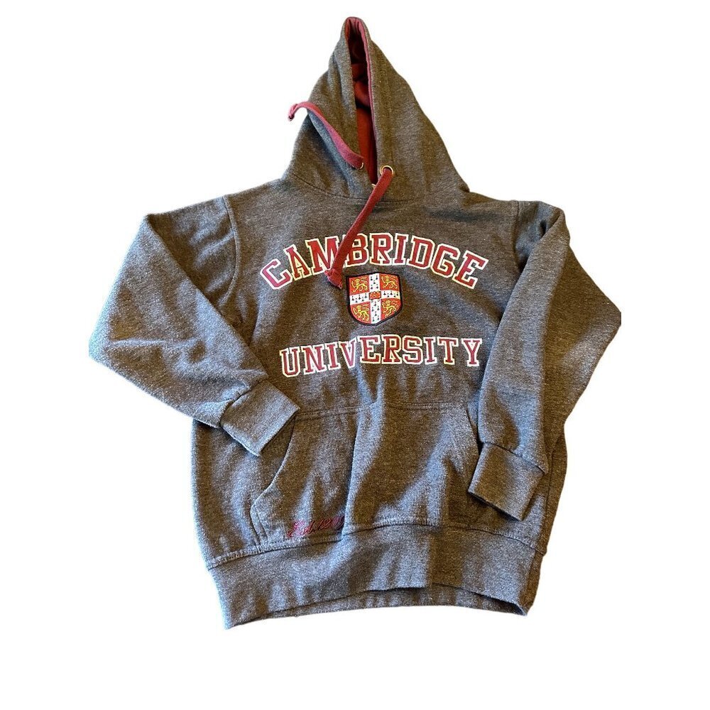 Cambridge University Gray‎ Embroidered Hoodie Sweatshirt Size X Small